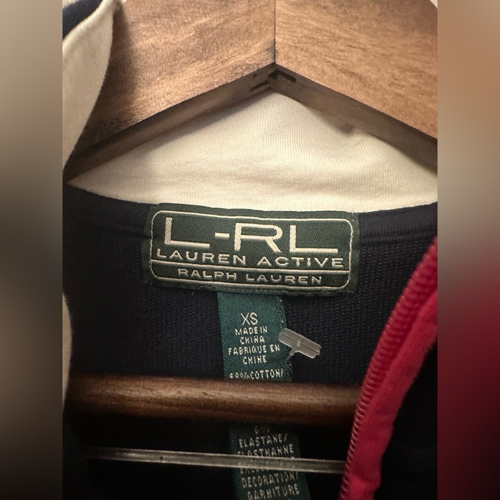Lauren Ralph Lauren Active Colorblock Zip Jacket XS Navy White Pink Trim EUC - Picture 2 of 4